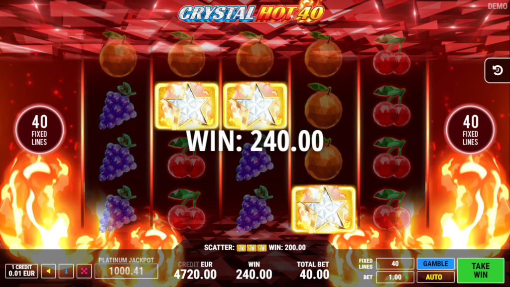 Crystal Hot 40 slot game scatter symbol win