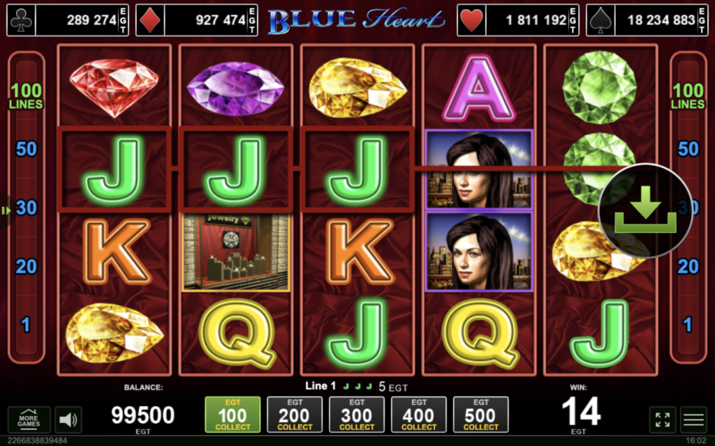 blue heart slot game by EGT
